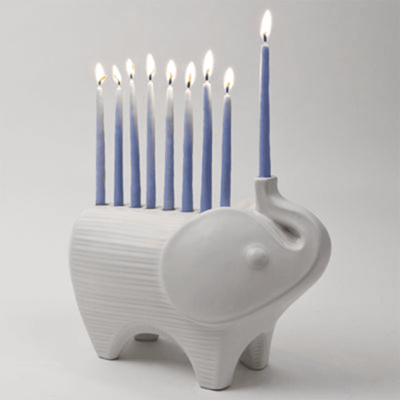Elephant Menorah, White