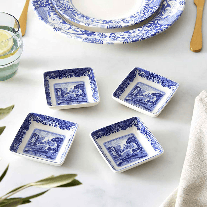 Blue Italian Set of 4 Dishes, Blue