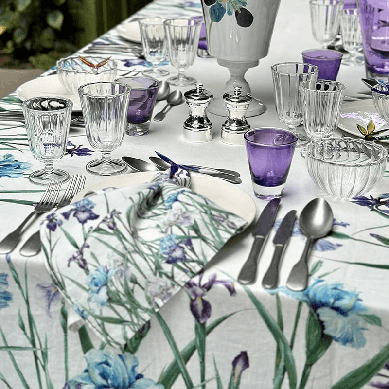 Iris Linen Tablecloth, Purple