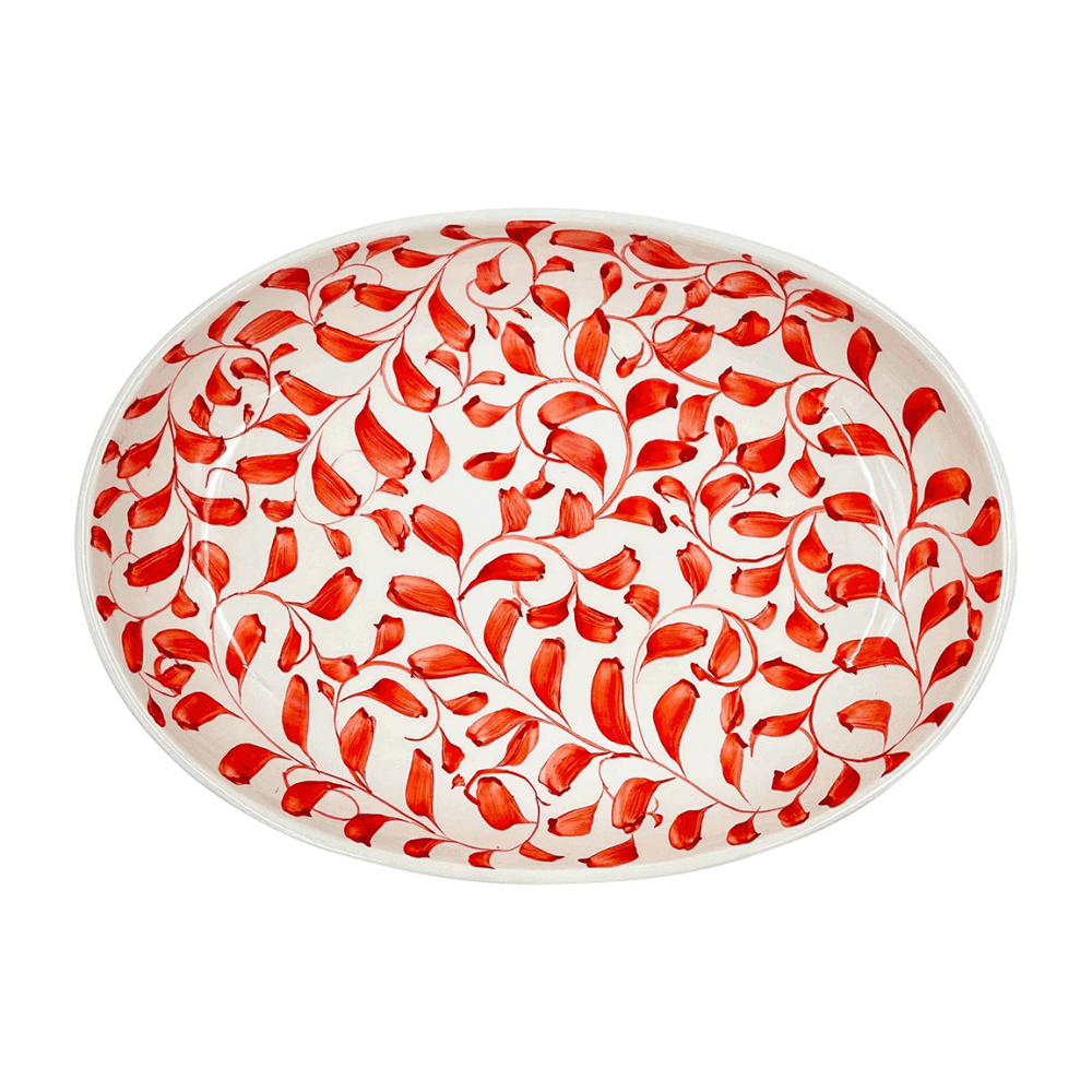 Scroll Small Oval Platter, Red