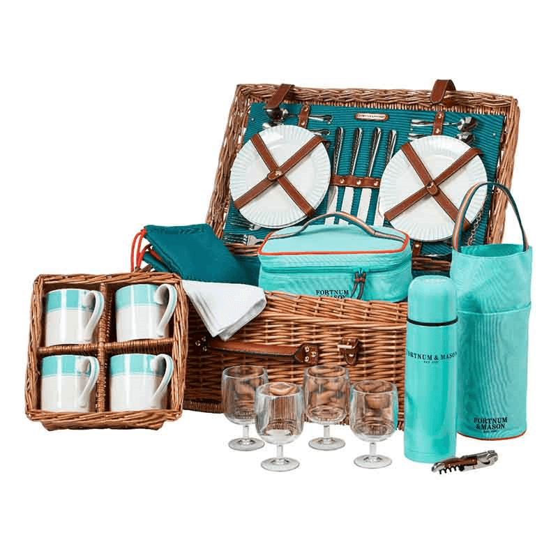 Fortnum's Stripe Picnic Hamper, Eau De Nil
