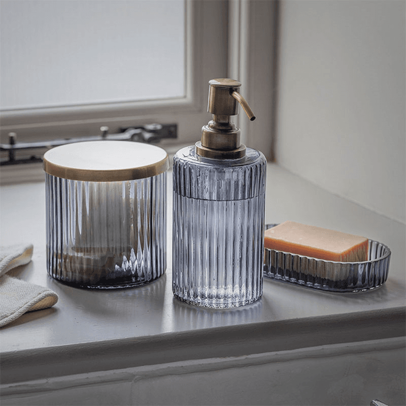 Valeska Recycled Glass Soap Dispenser, Grey Smoke