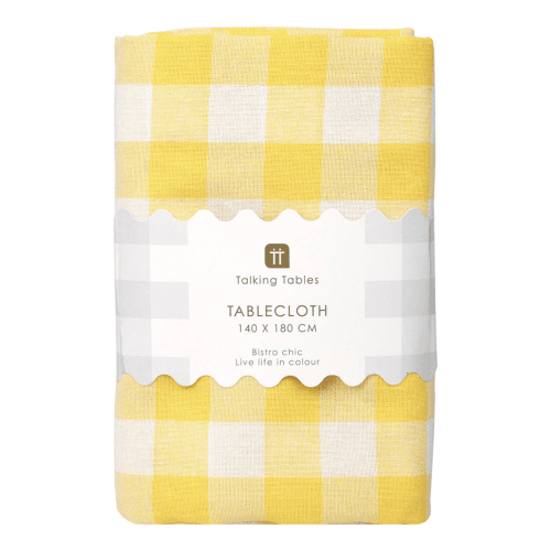 Image showing the Bon appetit Gingham Fabric Tablecloth, Yellow product.