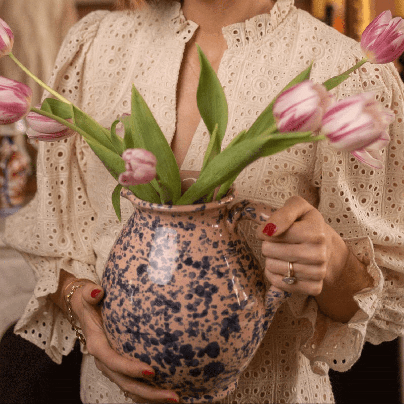 Splatter Jug, Blue and Pink