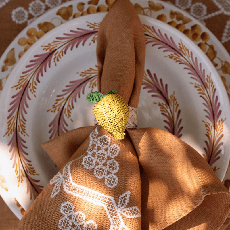 Set of 4 Napkin Rings, Lemon