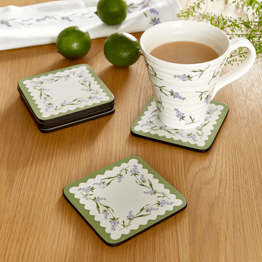 Lavandula Set of 6 Coasters, White