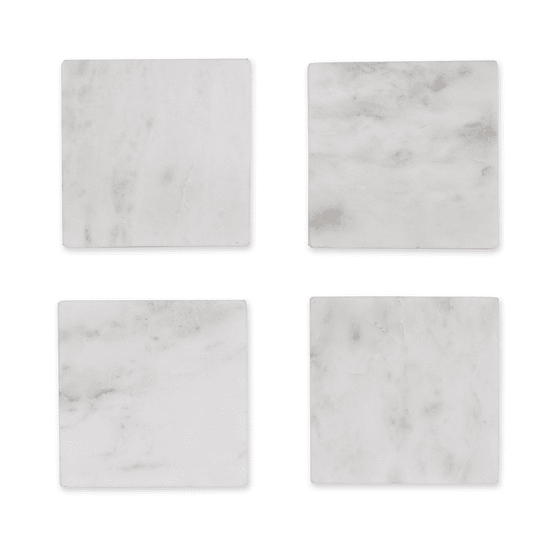 Marble Set of 4 Coasters, White