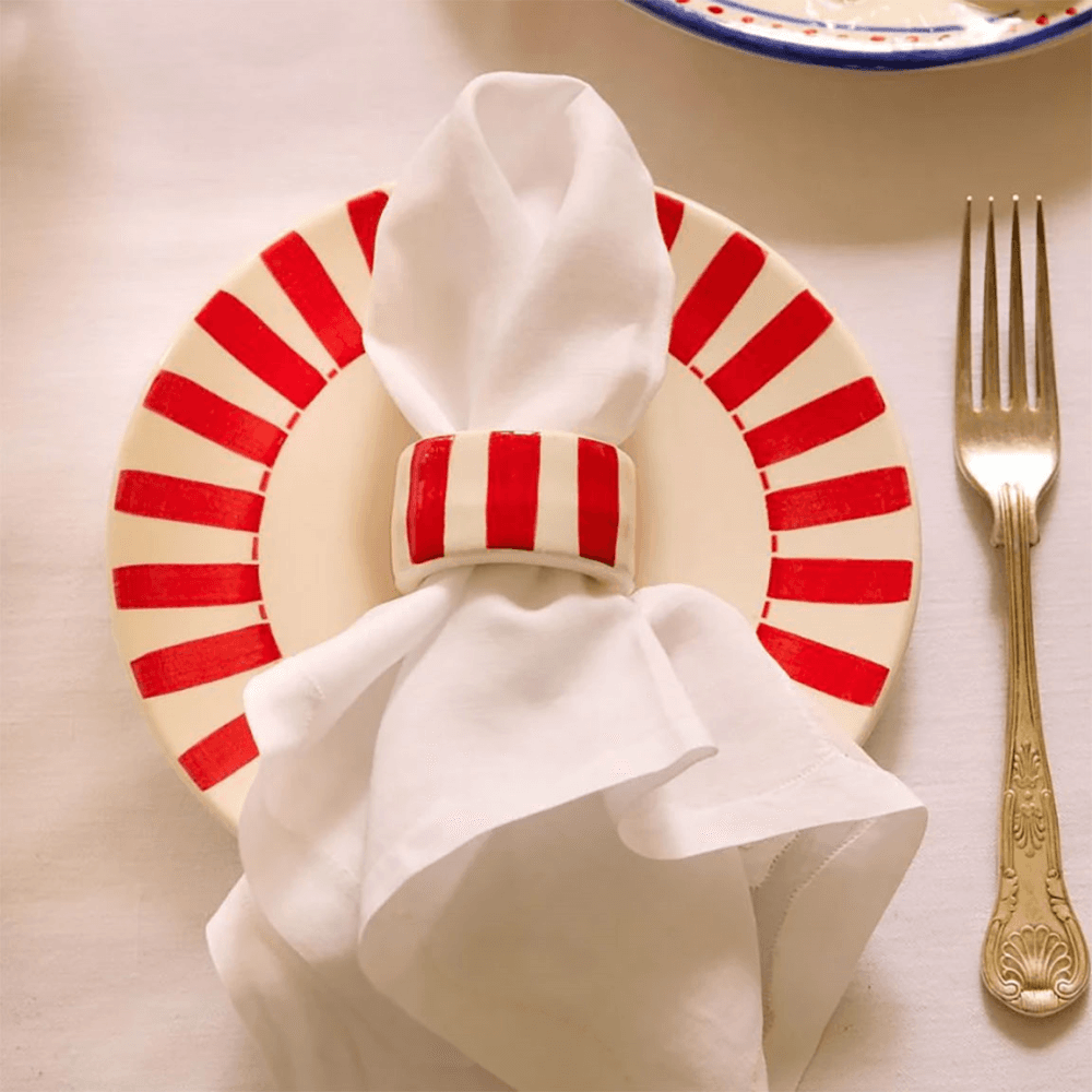 Stripes Napkin Rings, Red