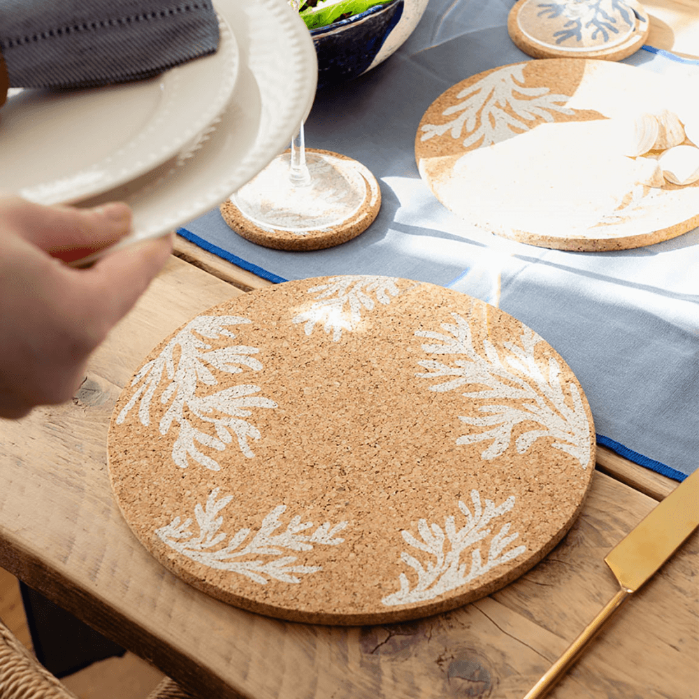 White Coral Set of 4 Coasters & Placemats Set, Natural