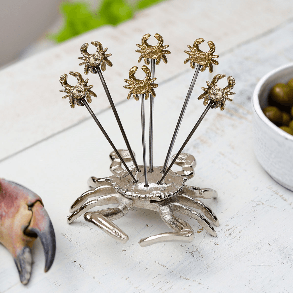 Crab Set of 6 Olive Picks