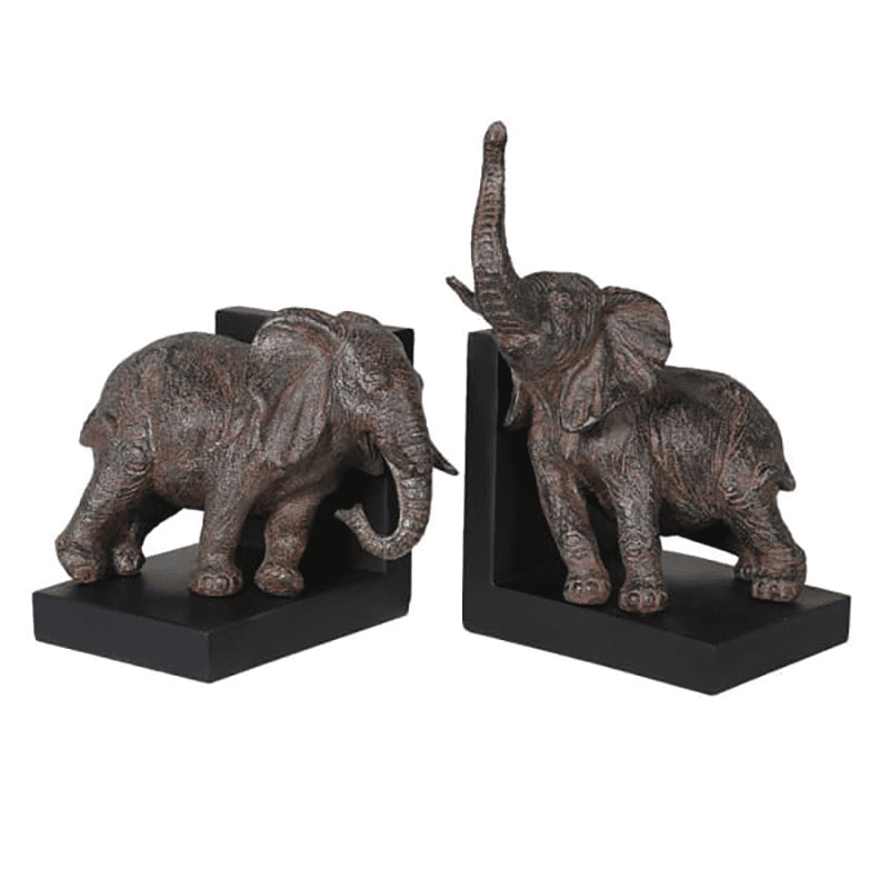 Elephant Pair of Book Ends, Black