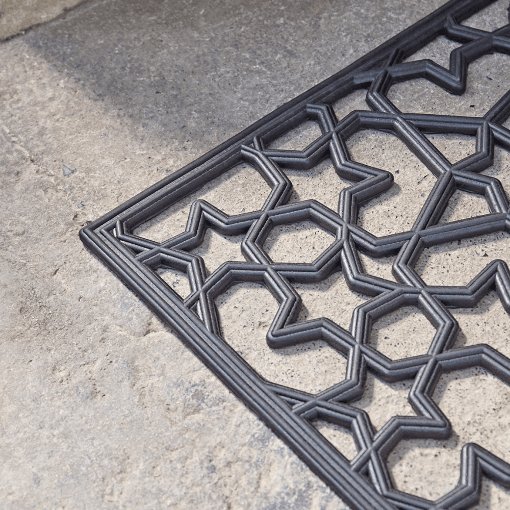 Star Rubber Doormat, Black