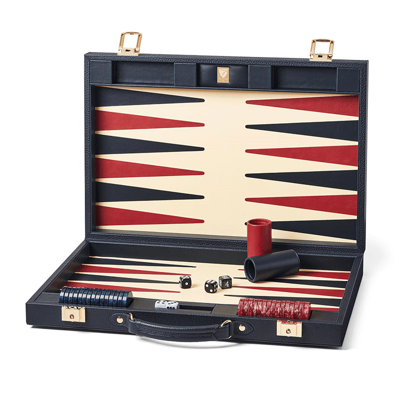 Backgammon Set, Navy Pebble