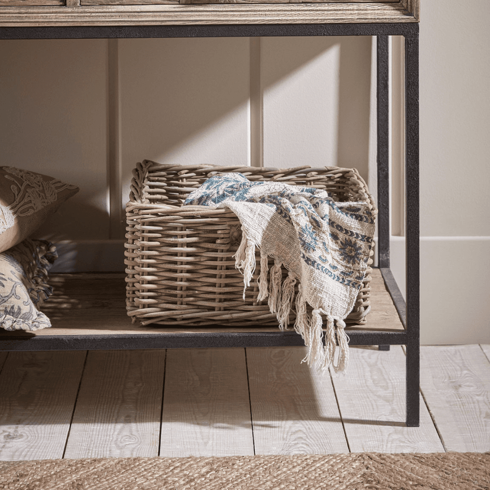 Rattan Square Storage Basket, Natural