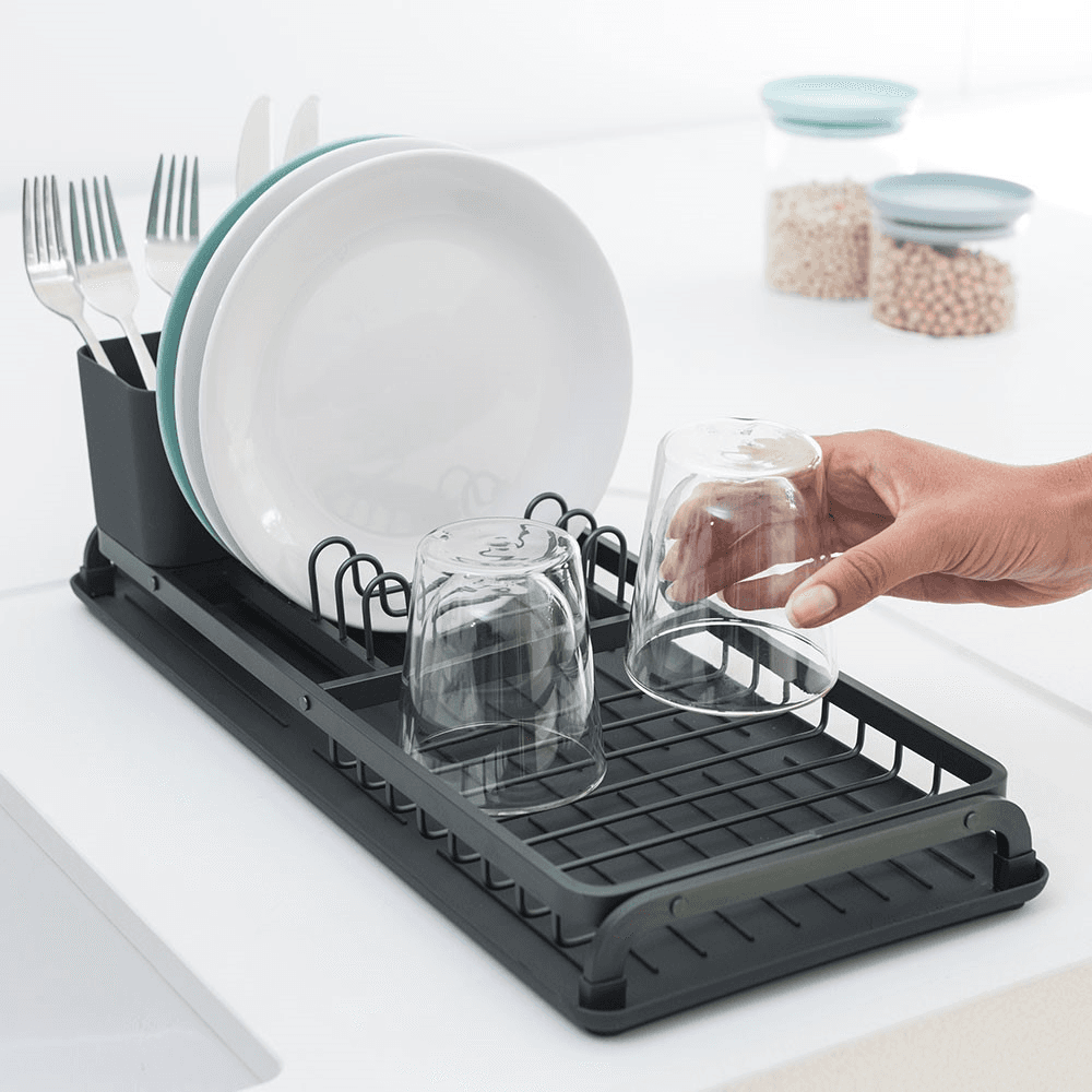 Compact Dish Drying Rack, Dark Grey