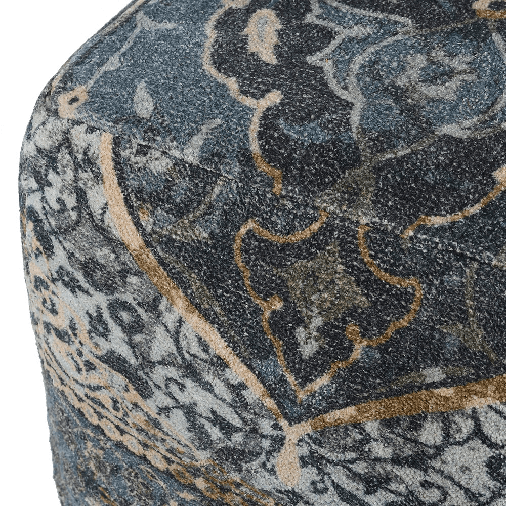 Handlooomed Patterned Pouffe, Blue
