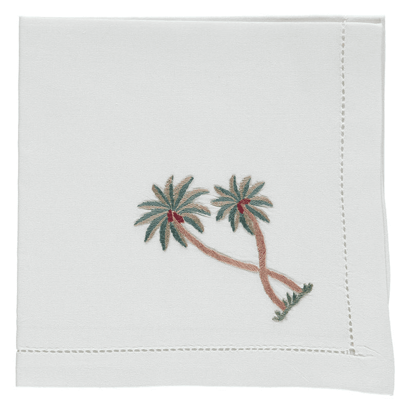 Palm Set of 4 Napkins, White