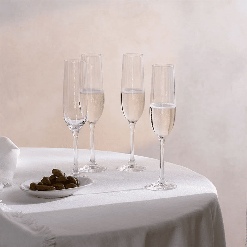 Skye Optic Set of 4 Champagne Flutes, Clear
