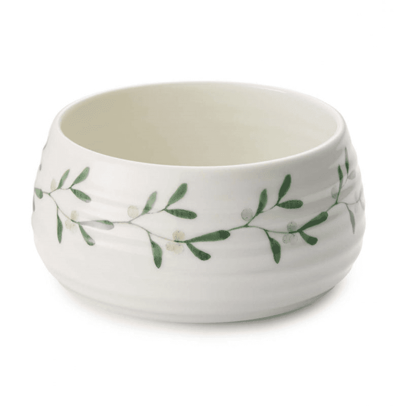 Mistletoe Set of 4 Small Serving Dish, White/Green
