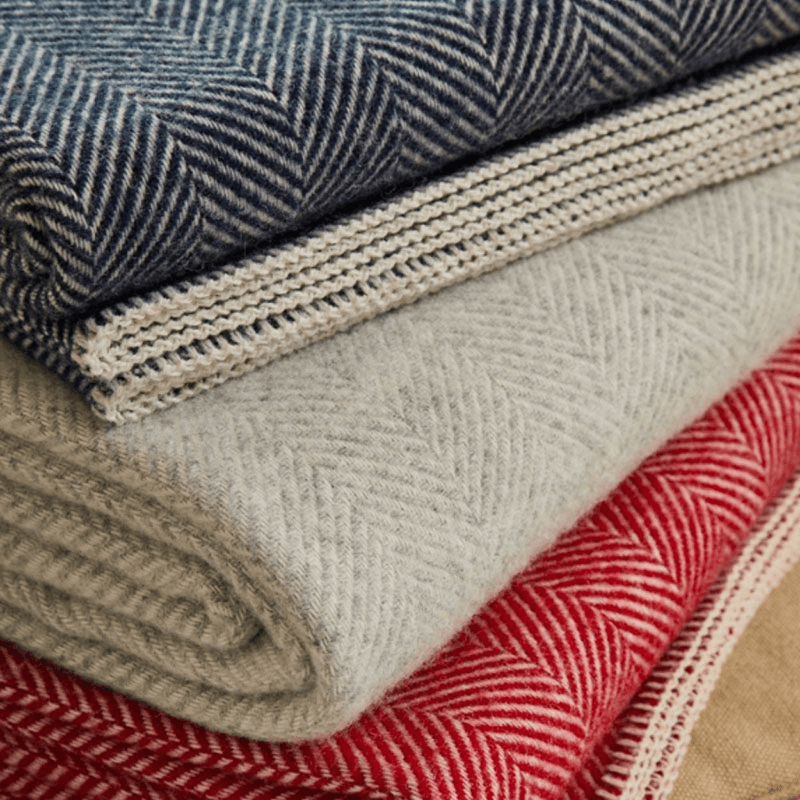 Fishbone Pure New Wool Throw, Silver Grey