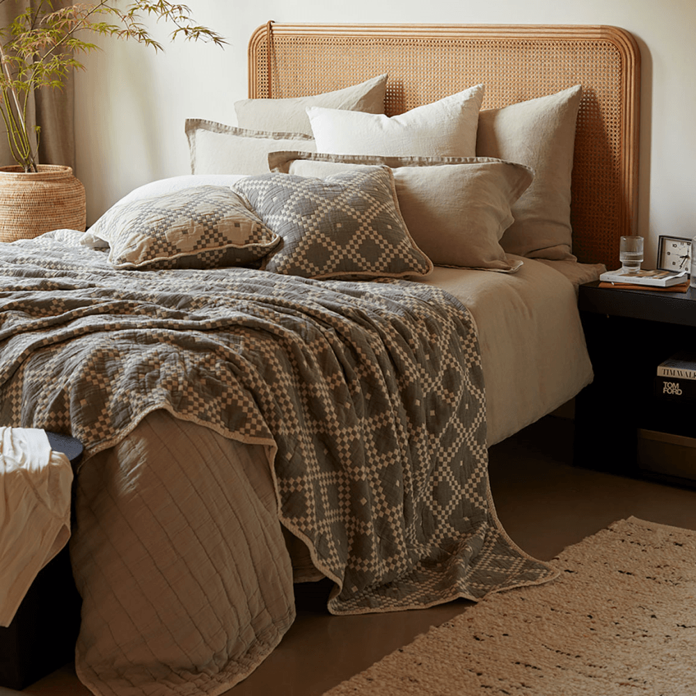 Jodie Quilted Throw, Olive