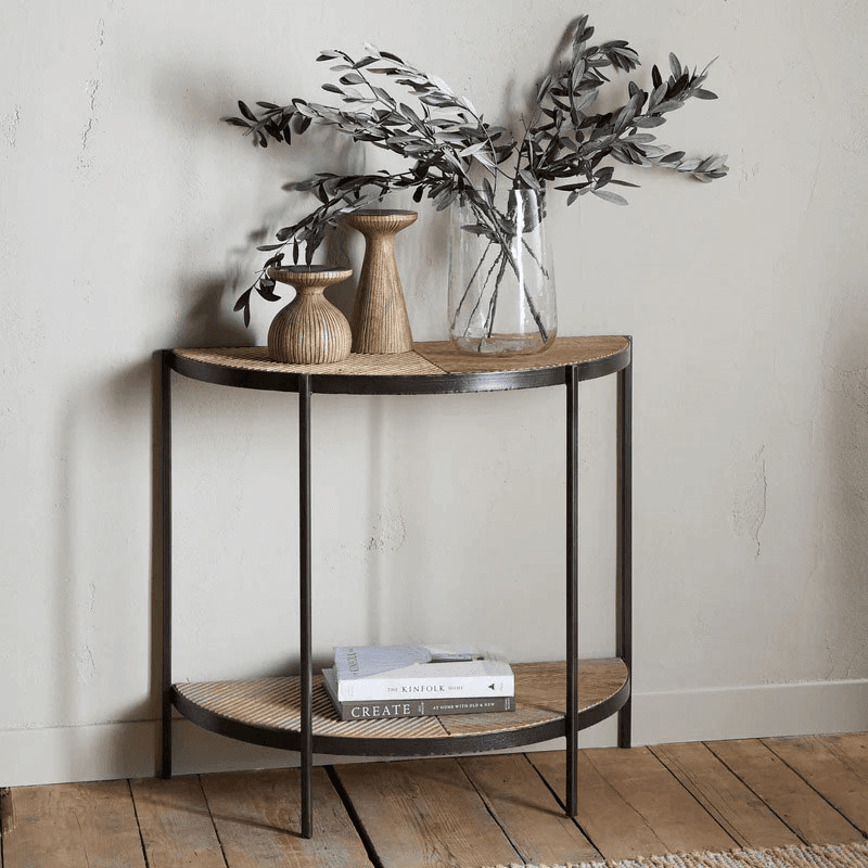 Aasha Half Moon Console Table, Mango Wood