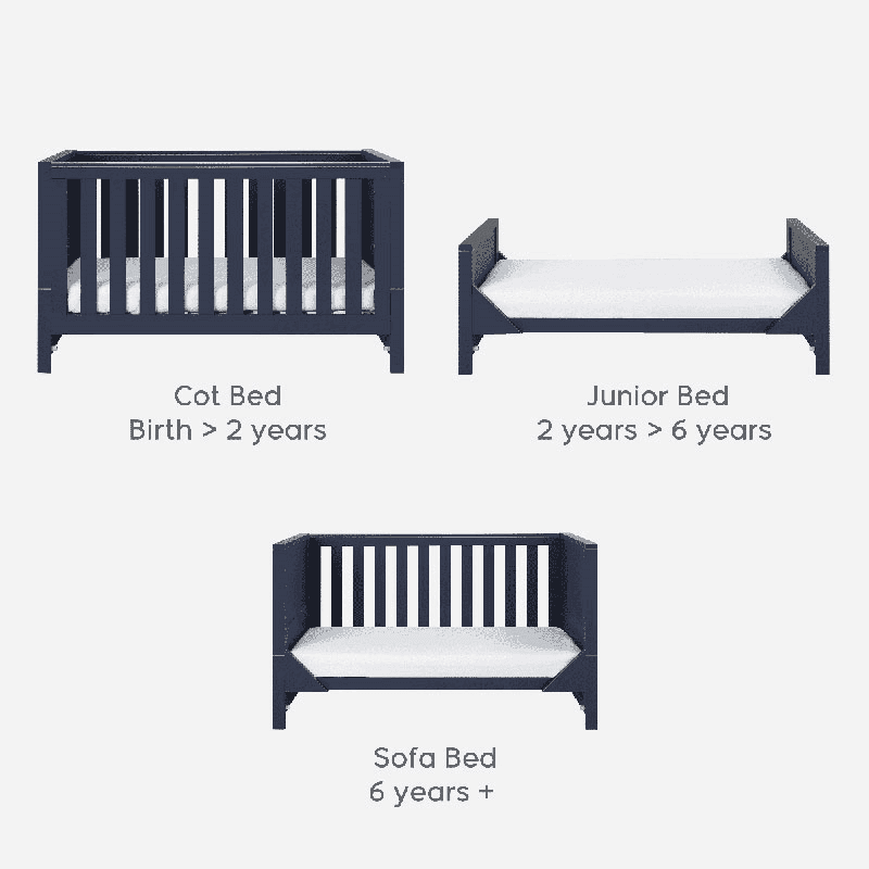 Tivoli 3 in 1 Cot Bed, Navy