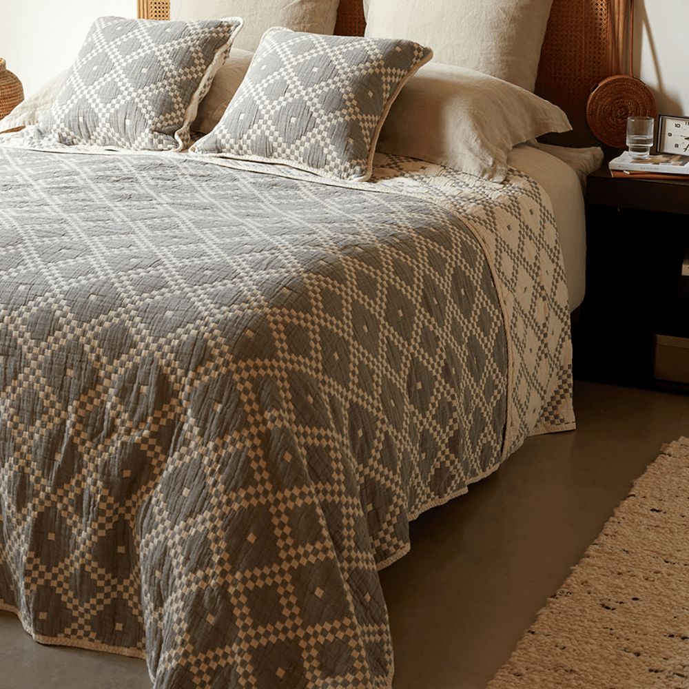 Jodie Quilted Throw, Olive