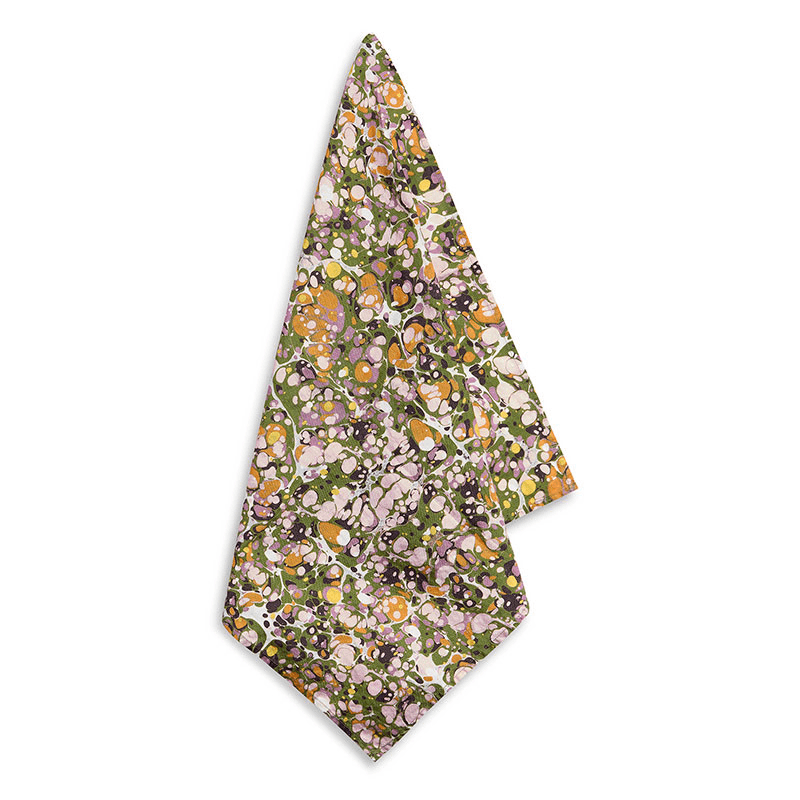 S&B Marble Napkin, Green, Rose Pink & Orange