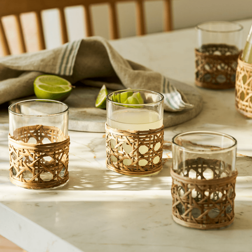 Leafield Woven Set of 4 Tumblers , Clear