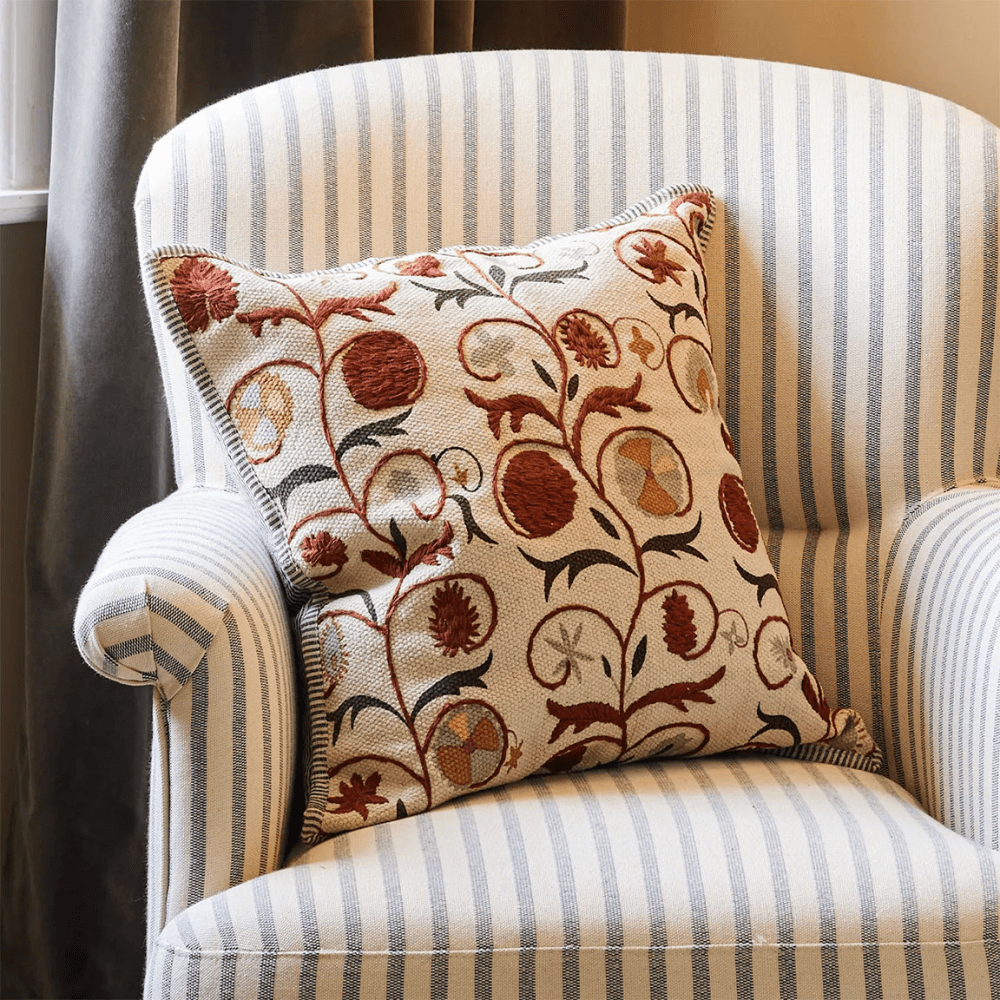 Sheki Cushion Cover, Earthy Red