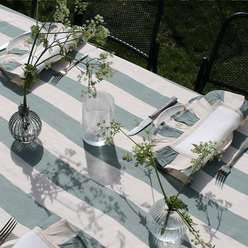 Wide Stripe Set of 2 Napkins, Sea Green