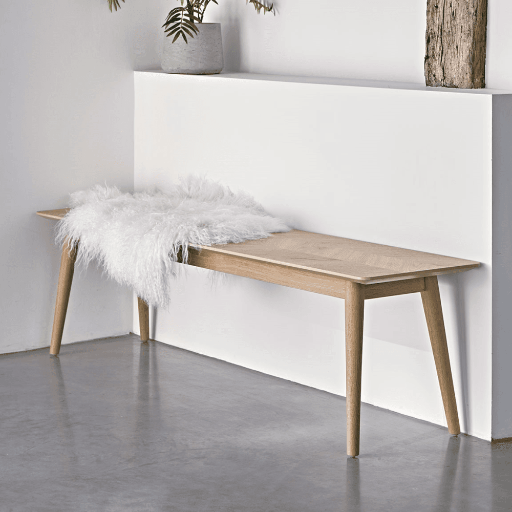Chevron Oak Bench, Natural