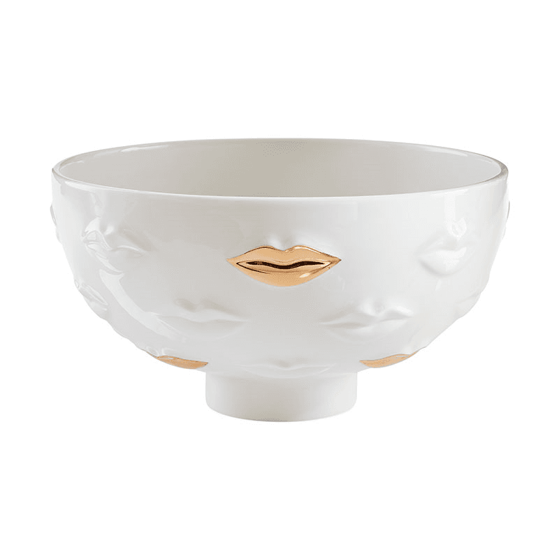 Gilded Gala Lips Bowl, White
