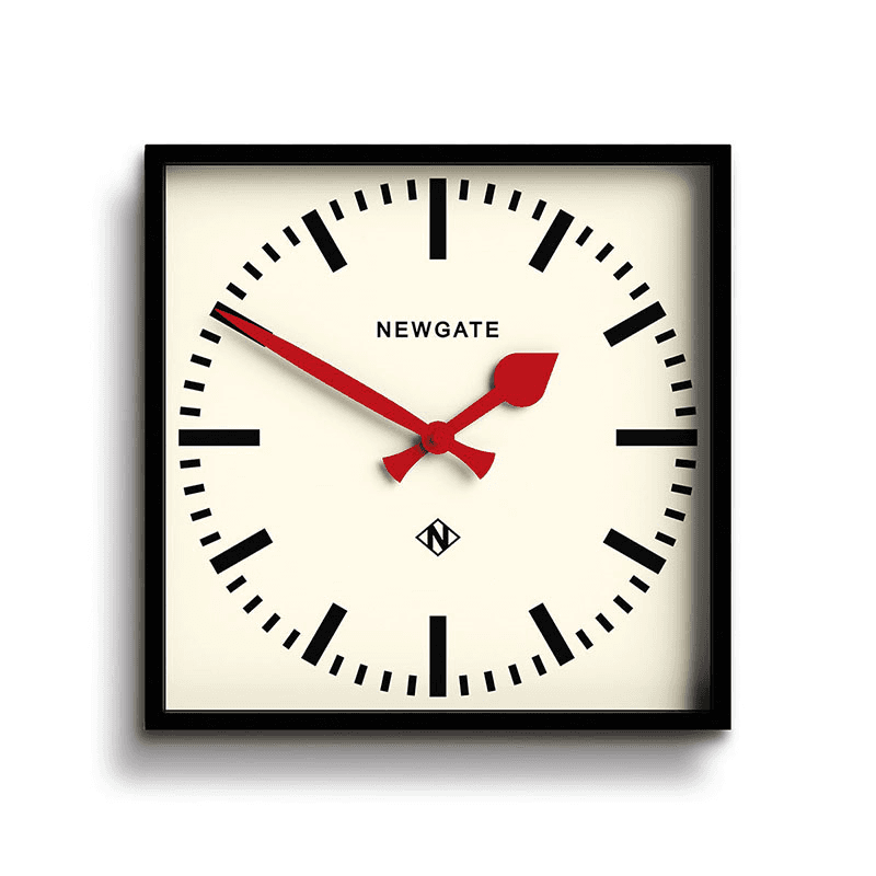 Number Five Wall Clock with Red Hands, Black