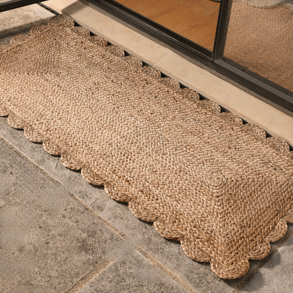 Scalloped Jute Double Doormat, Natural