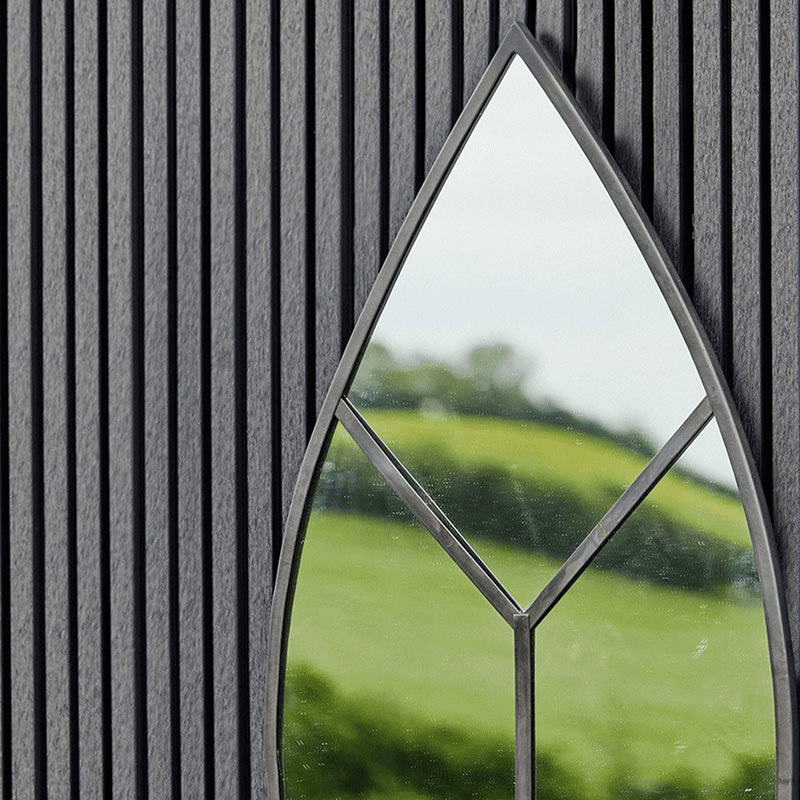 Leaf Arch Outdoor Mirror, Natural Black