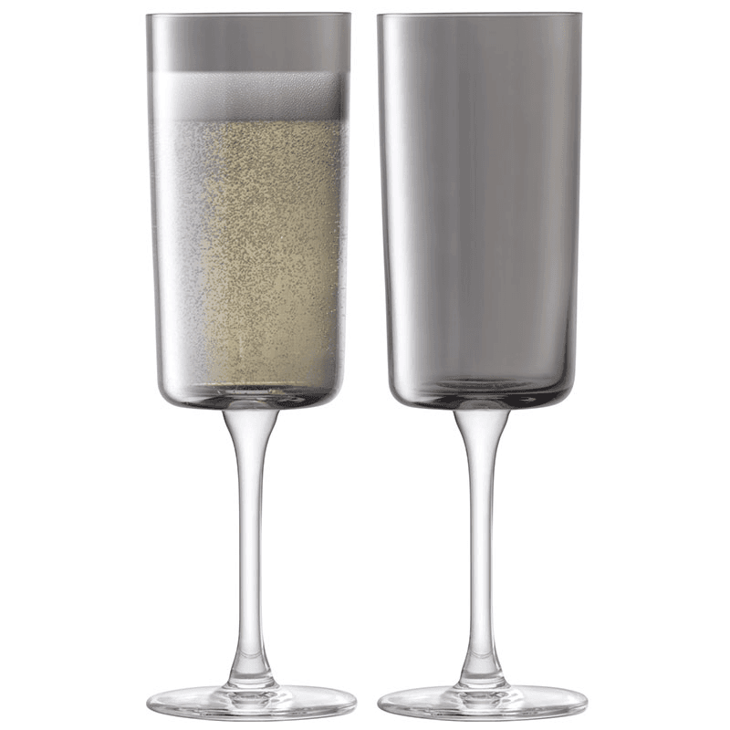Lunar Set of 2 Champagne Flutes, Lunar Grey