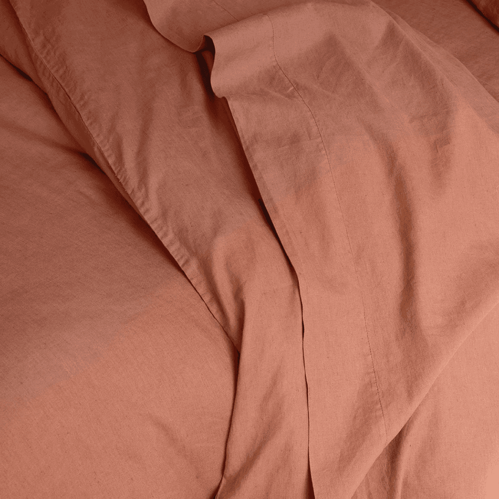 Linen Flat Sheet, Warm Clay