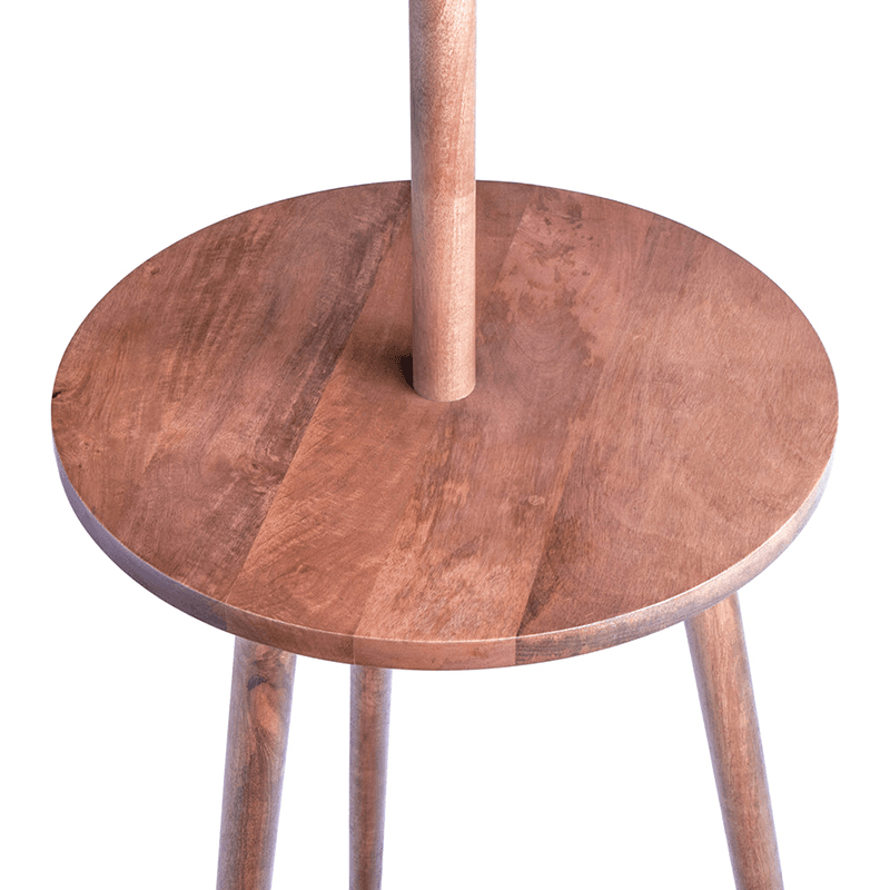 Skellig Floor Lamp with Table, Burnt Wood & Brass