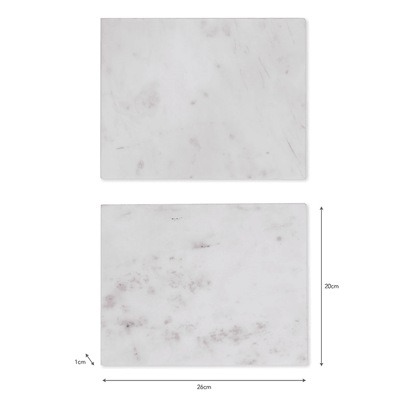 Marble Set of 2 Placemats, White