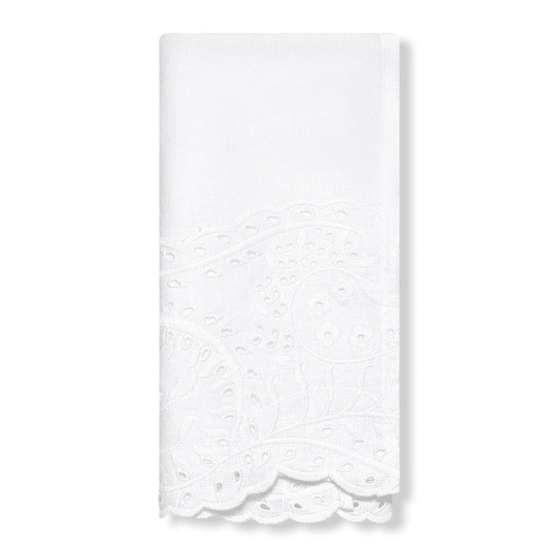 Broderie Anglaise Linen Napkin, White