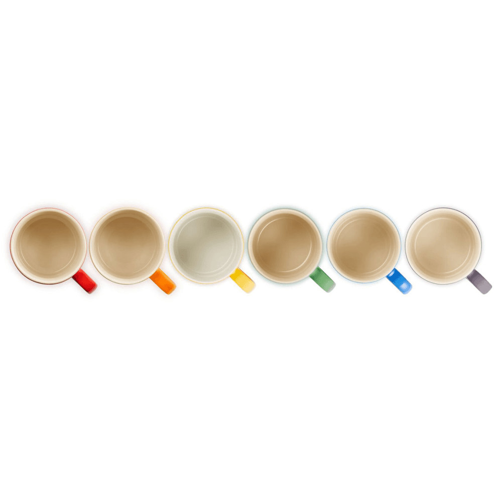 Stoneware Set of 6 mugs, Rainbow