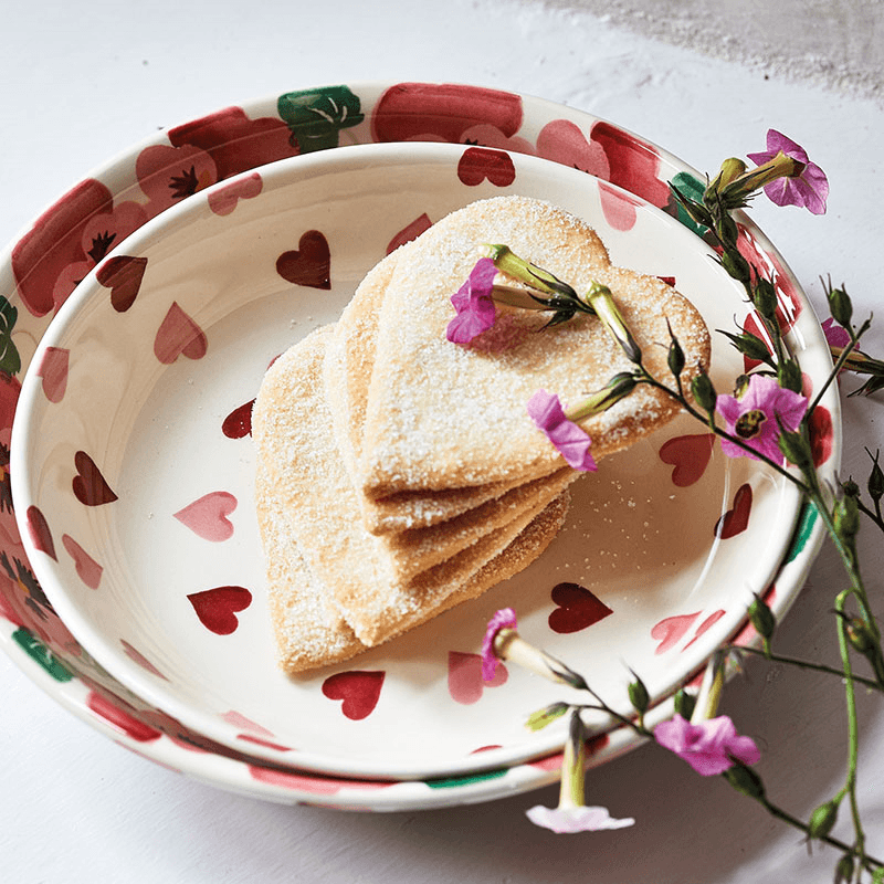 Pink Hearts Pasta Bowl, Cream