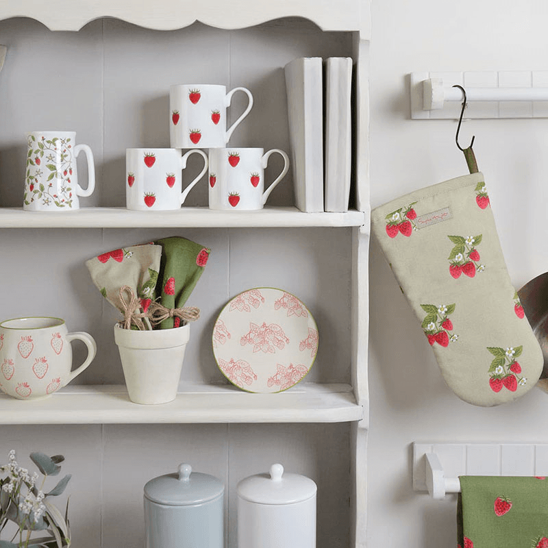 Strawberries Small Jug, White, Green, Red