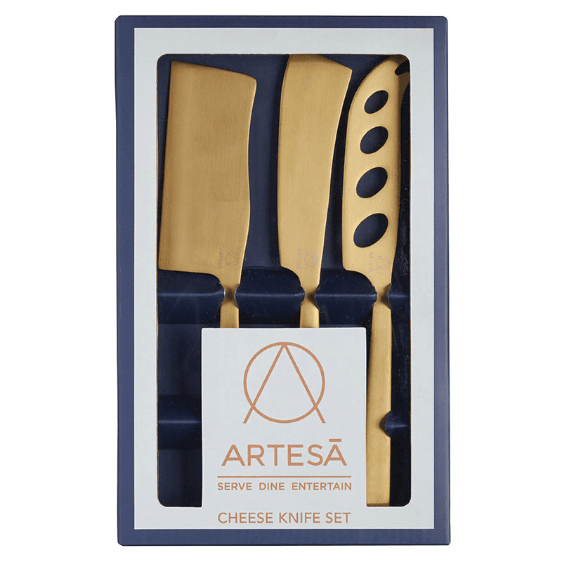 Set of 3 Cheese Knife Set, Brass