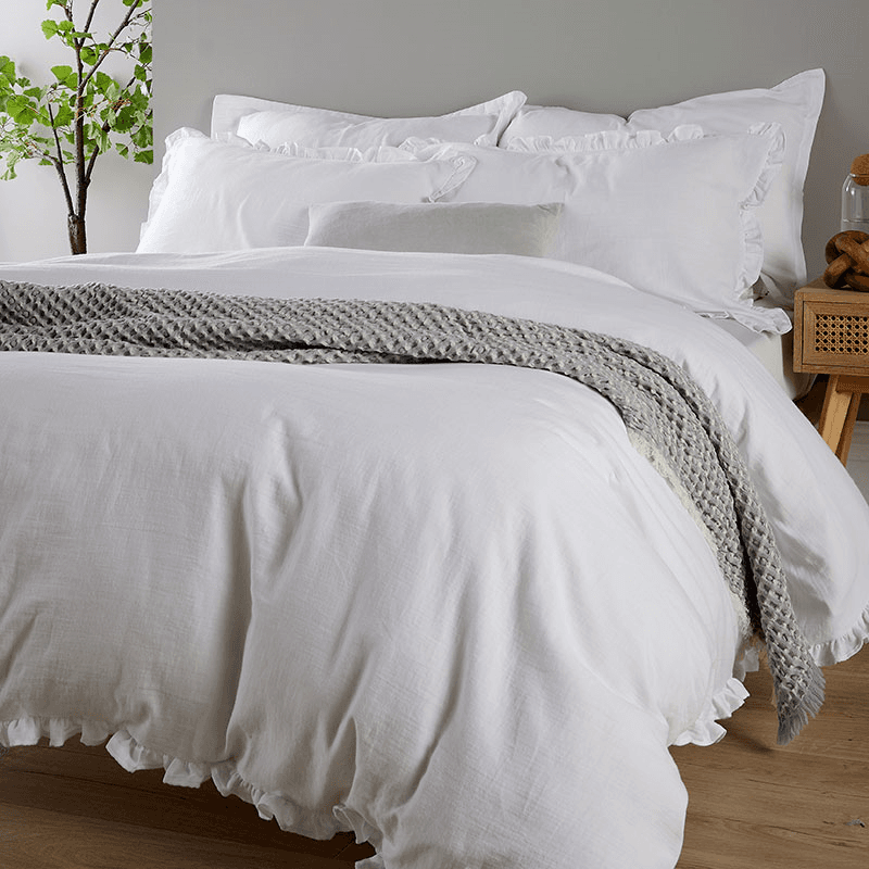 Organic Retreat Ruffle Duvet Set, White