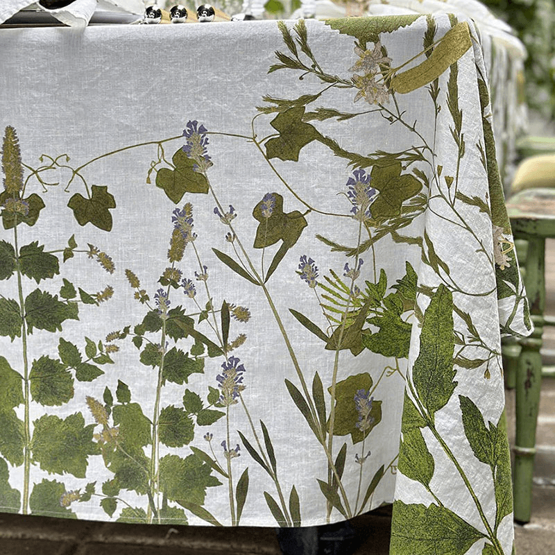 Herb Garden Linen Tablecloth, Green