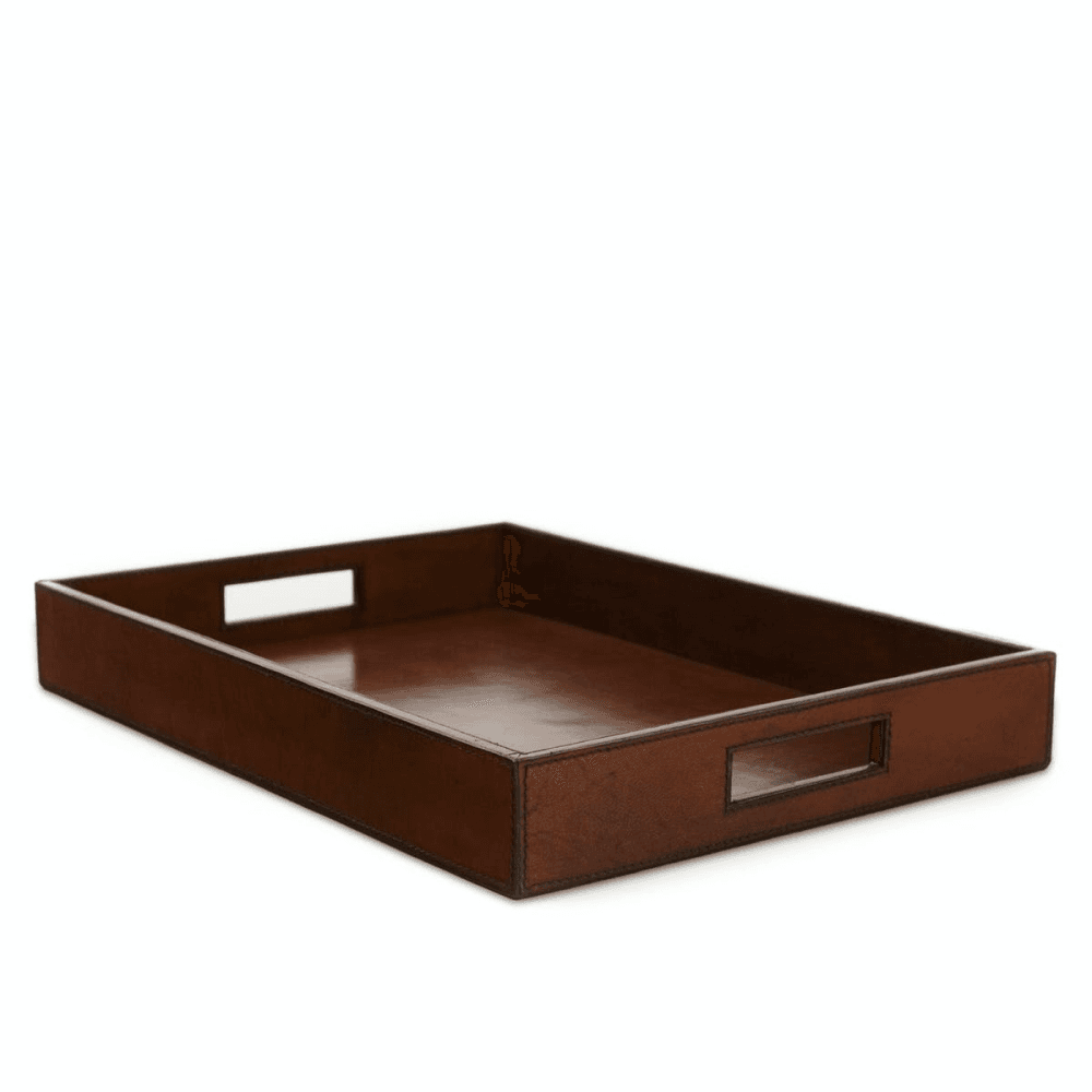 Rectangular tray, Tan Leather