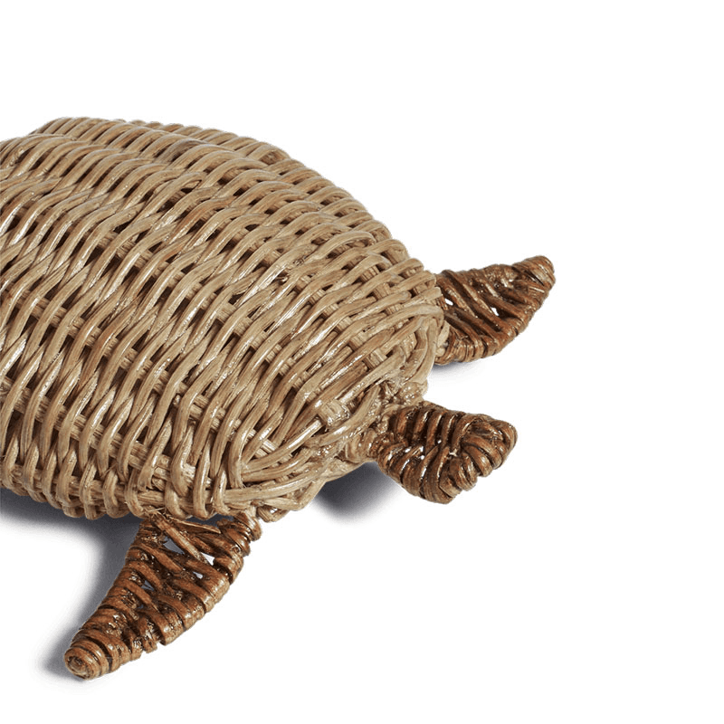 Rattan Decorative Turtle, Vintage Grey